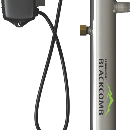 Luminor Blackcomb UV water purification system compatible with RQ-470 quartz sleeve for LB4-061, LB5-061, and LB6-061 models.