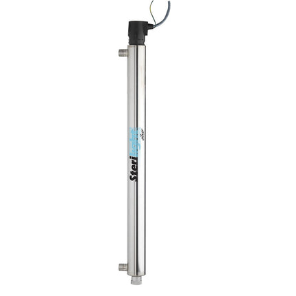 Stainless steel Viqua S8Q-PA UV water treatment system housing compatible with S810RL replacement UV lamp for clean water flow.
