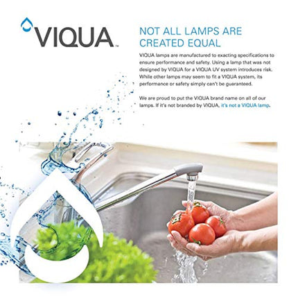 Viqua UV lamp quality assurance graphic emphasizing the importance of using genuine Viqua lamps for safe and effective water treatment.