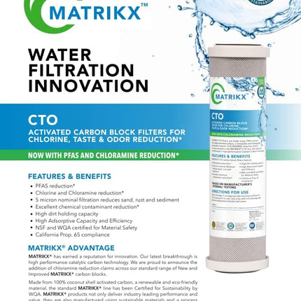 KX Matrikx Full Flow CTO Carbon Block Filter for Water Treatment