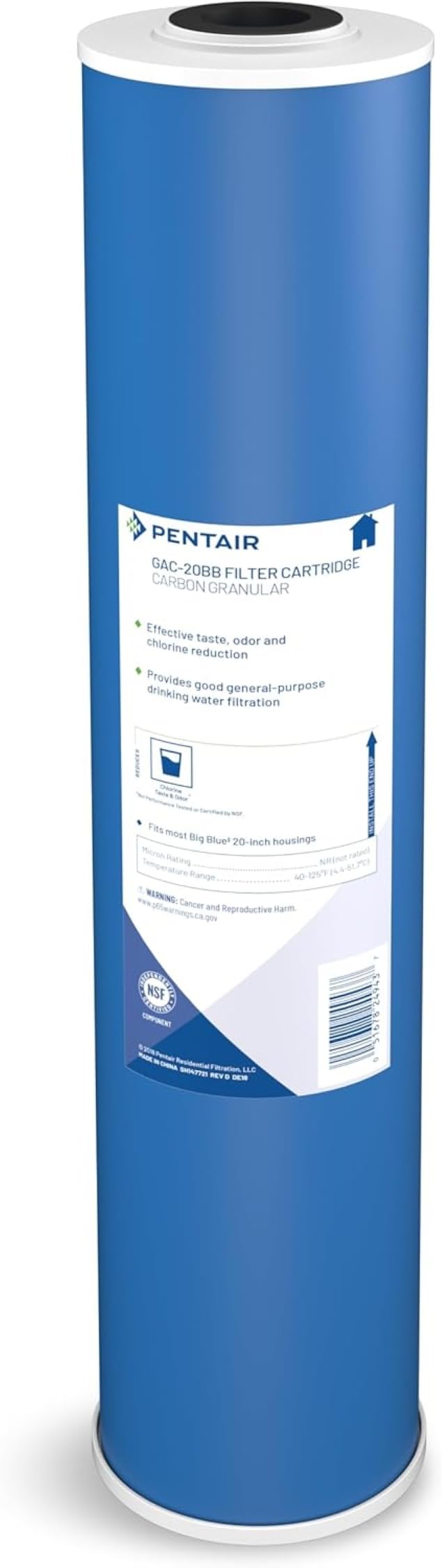 Pentair Pentek GAC-20BB Big Blue Carbon Water Filter, 20-Inch, Heavy Duty Granular Activated Carbon (GAC) Replacement Cartridge, 20" x 4.5"