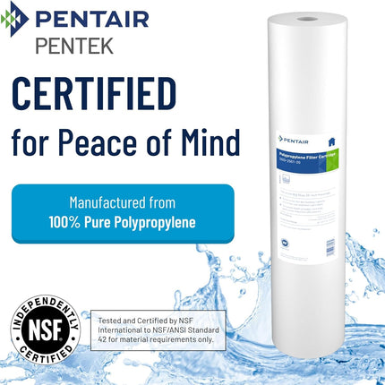 Pentair Pentek DGD-2501-20 Big Blue Water Filter, 20-Inch Whole House Sediment Filter Cartridge Replacement, Dual-Gradient Density Spun Polypropylene, 20" x 4.5", 1 Micron, Pack of 1, White