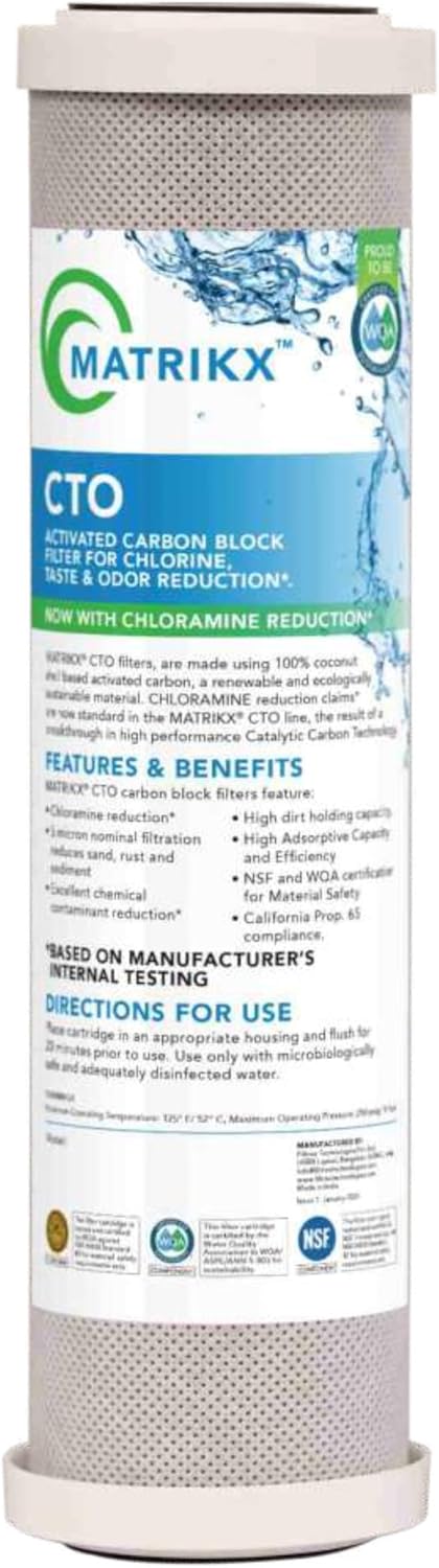 Matrikx 10-Inch Carbon Block Filter for Chloramine Reduction