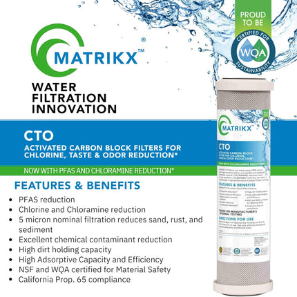 Matrikx 10-Inch Carbon Block Filter for Chloramine Reduction