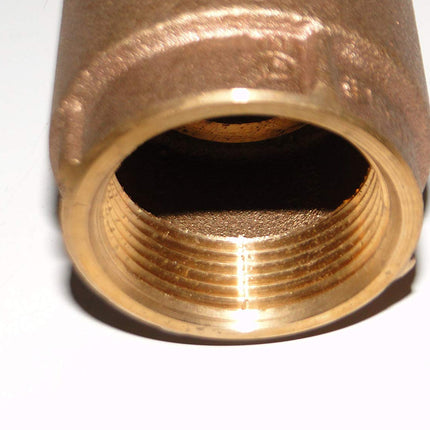 Close-up of Brass Check Valve interior threading, ideal for preventing backflow in residential plumbing applications under Home & Garden category.